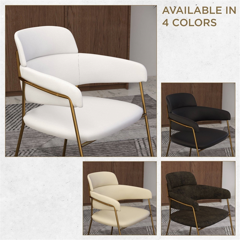 Polyester Dining Chair with Gold Powder-Coated Stainless Steel Legs in White