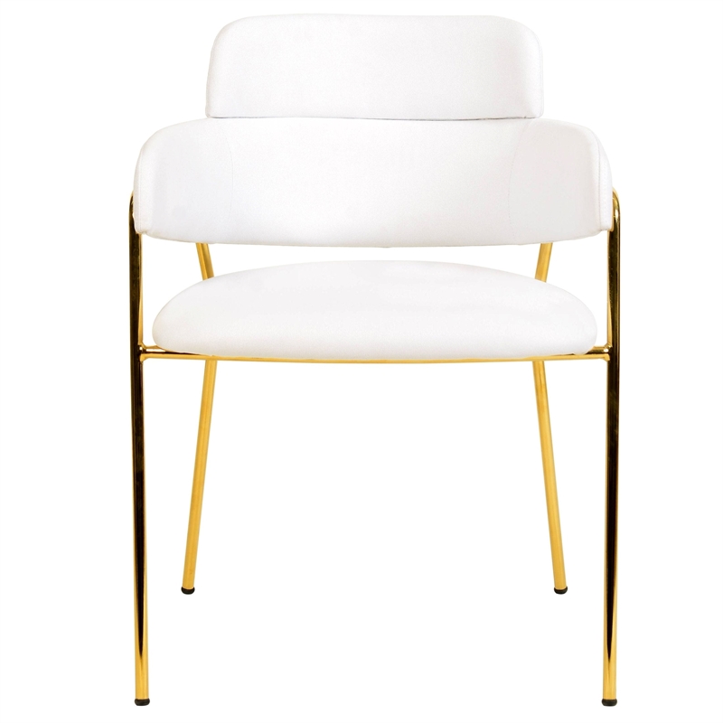 Polyester Dining Chair with Gold Powder-Coated Stainless Steel Legs in White