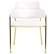 Polyester Dining Chair with Gold Powder-Coated Stainless Steel Legs in White