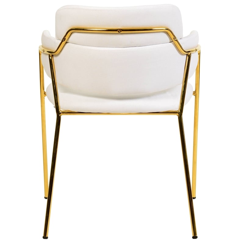Polyester Dining Chair with Gold Powder-Coated Stainless Steel Legs in White