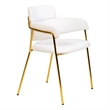 Polyester Dining Chair with Gold Powder-Coated Stainless Steel Legs in White