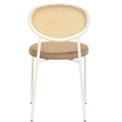 Velvet Dining Chair with Rattan Back and Stainless Steel Legs in Brown