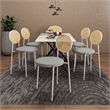 Velvet Dining Chair with Rattan Back and Stainless Steel Legs in Grey
