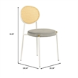 Velvet Dining Chair with Rattan Back and Stainless Steel Legs in Grey