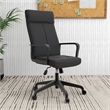 LeisureMod High-Back Leather Office Chair with Adjustable Height in Black