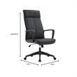 LeisureMod High-Back Leather Office Chair with Adjustable Height in Black