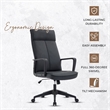 LeisureMod High-Back Leather Office Chair with Adjustable Height in Black