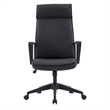 LeisureMod High-Back Leather Office Chair with Adjustable Height in Black
