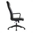 LeisureMod High-Back Leather Office Chair with Adjustable Height in Black