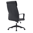 LeisureMod High-Back Leather Office Chair with Adjustable Height in Black