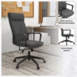 LeisureMod High-Back Polyester Office Chair with Adjustable Height in Charcoal