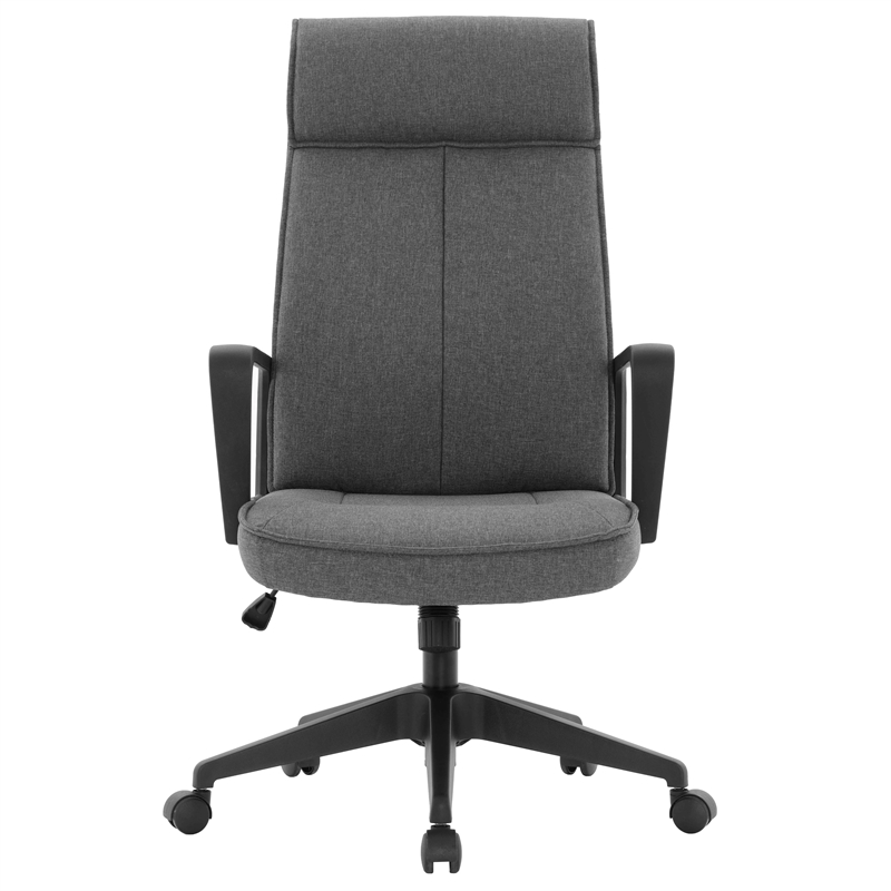 LeisureMod High-Back Polyester Office Chair with Adjustable Height in Charcoal