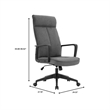 LeisureMod High-Back Polyester Office Chair with Adjustable Height in Charcoal