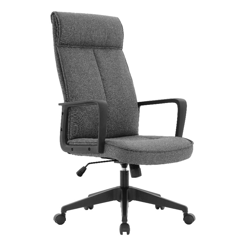 LeisureMod High-Back Polyester Office Chair with Adjustable Height in Charcoal