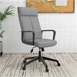 LeisureMod High-Back Leather Office Chair with Adjustable Height in Gray