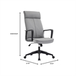 LeisureMod High-Back Leather Office Chair with Adjustable Height in Gray