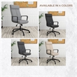 LeisureMod High-Back Leather Office Chair with Adjustable Height in Gray