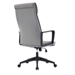 LeisureMod High-Back Leather Office Chair with Adjustable Height in Gray