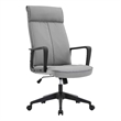 LeisureMod High-Back Leather Office Chair with Adjustable Height in Gray