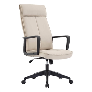 LeisureMod High-Back Leather Office Chair with Adjustable Height in Tan