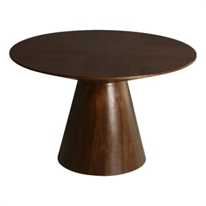 LeisureMod Round 47&quot Dining Table with Ash Wood Veneer Top in Walnut