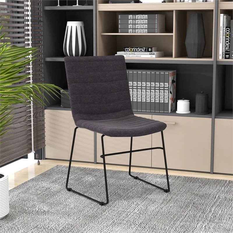 LeisureMod Office Chair in Leather/Polyester with Stainless Steel Base in Brown
