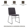 LeisureMod Office Chair in Leather/Polyester with Stainless Steel Base in Brown
