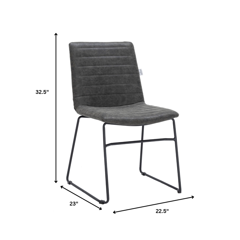 LeisureMod Office Chair in Leather/Polyester with Stainless Steel Base Charcoal