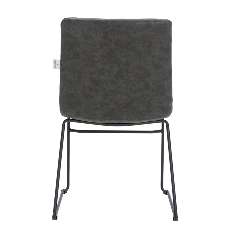 LeisureMod Office Chair in Leather/Polyester with Stainless Steel Base Charcoal