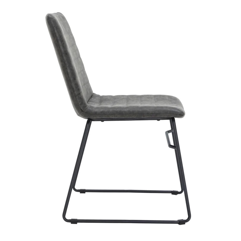 LeisureMod Office Chair in Leather/Polyester with Stainless Steel Base Charcoal