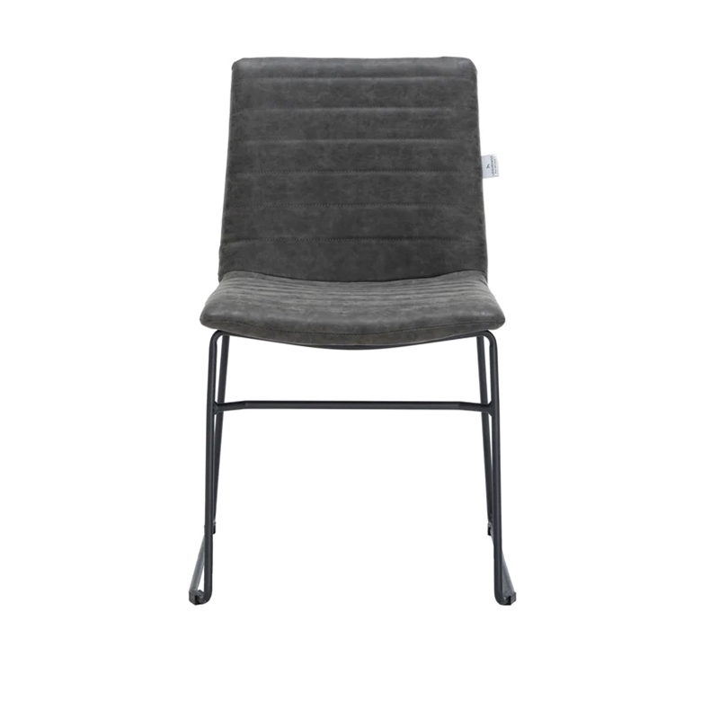 LeisureMod Office Chair in Leather/Polyester with Stainless Steel Base Charcoal