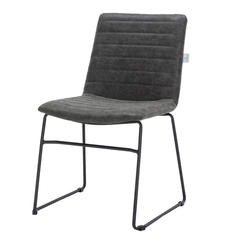 LeisureMod Office Chair in Leather/Polyester with Stainless Steel Base Charcoal