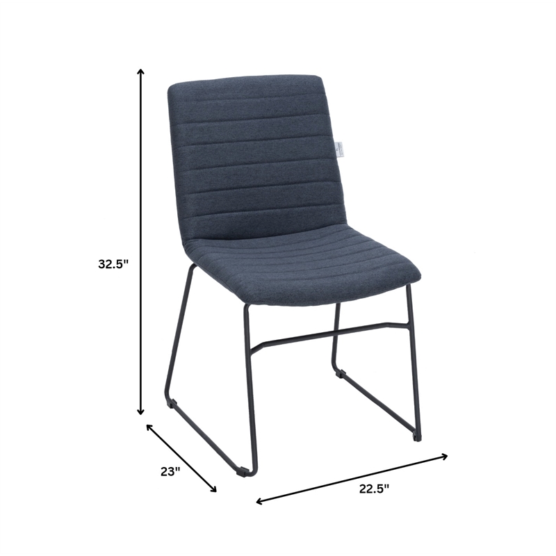 LeisureMod Office Chair in Leather/Polyester with Stainless Steel Base Dark Blue