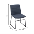 LeisureMod Office Chair in Leather/Polyester with Stainless Steel Base Dark Blue