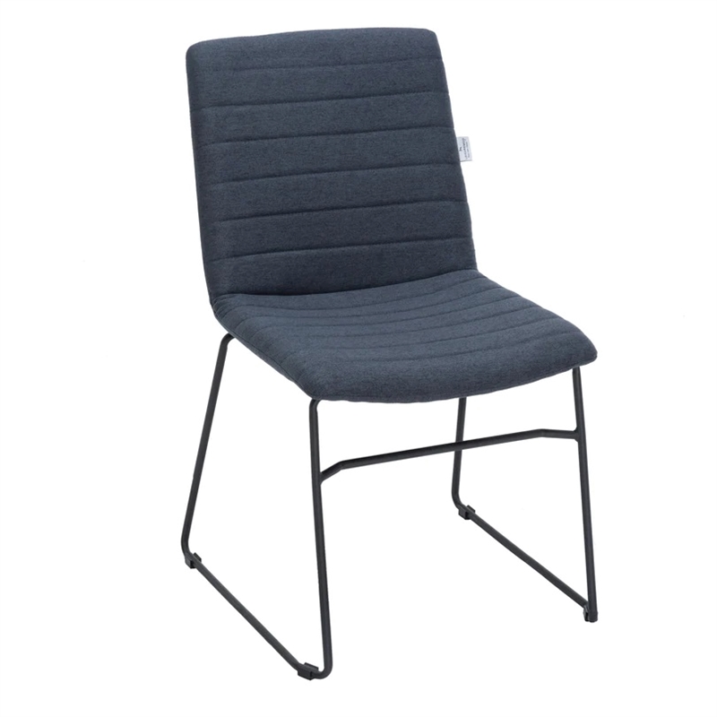 LeisureMod Office Chair in Leather/Polyester with Stainless Steel Base Dark Blue