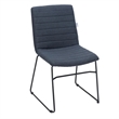 LeisureMod Office Chair in Leather/Polyester with Stainless Steel Base Dark Blue