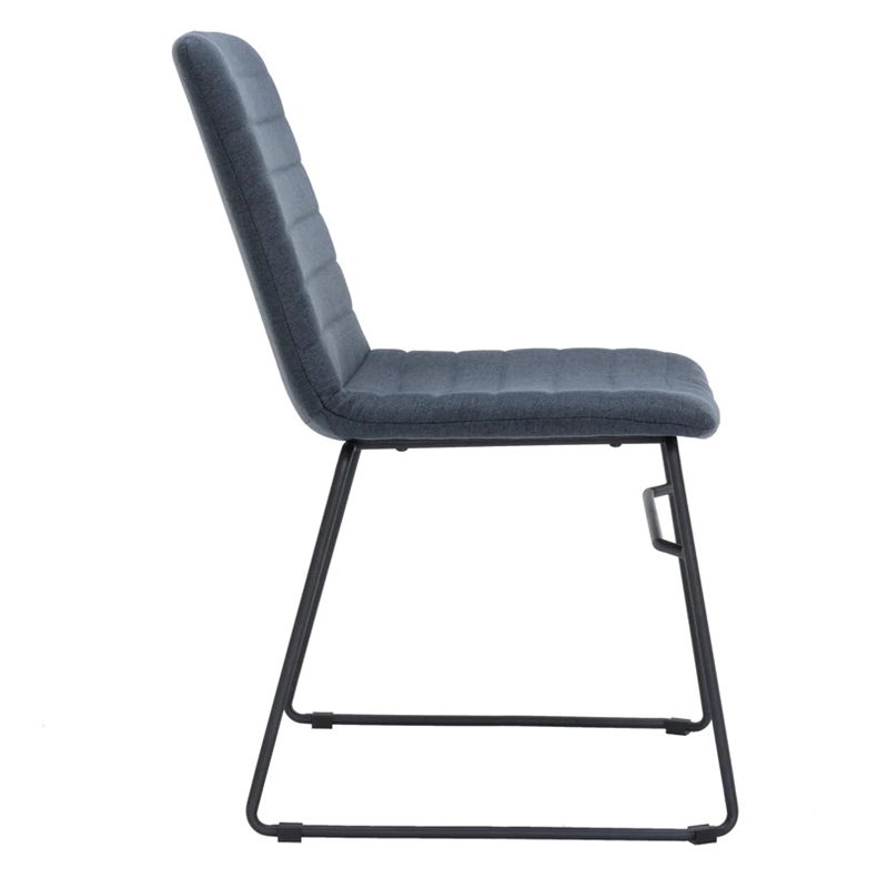 LeisureMod Office Chair in Leather/Polyester with Stainless Steel Base Dark Blue
