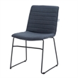 LeisureMod Office Chair in Leather/Polyester with Stainless Steel Base Dark Blue