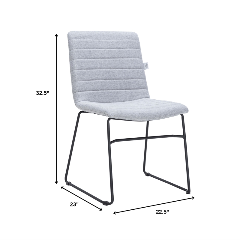 LeisureMod Office Chair in Leather/Polyester with Stainless Steel Base in Gray