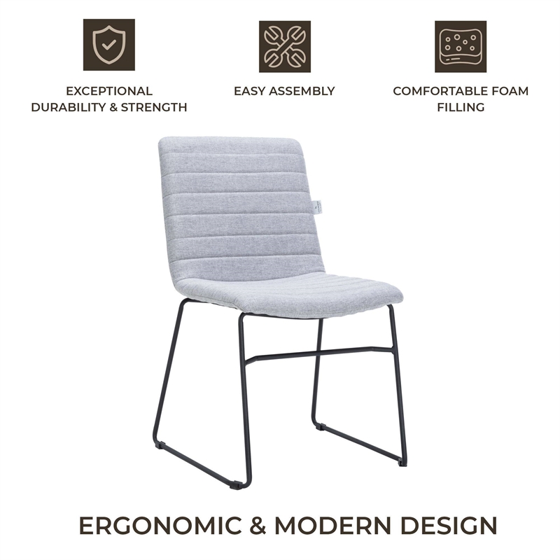 LeisureMod Office Chair in Leather/Polyester with Stainless Steel Base in Gray