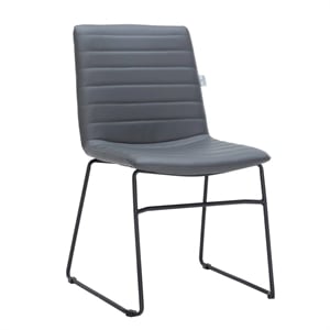 Office Chair in Leather/Polyester with Stainless Steel Base in Gray Leather