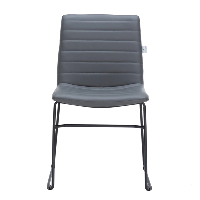 Office Chair in Leather/Polyester with Stainless Steel Base in Gray Leather