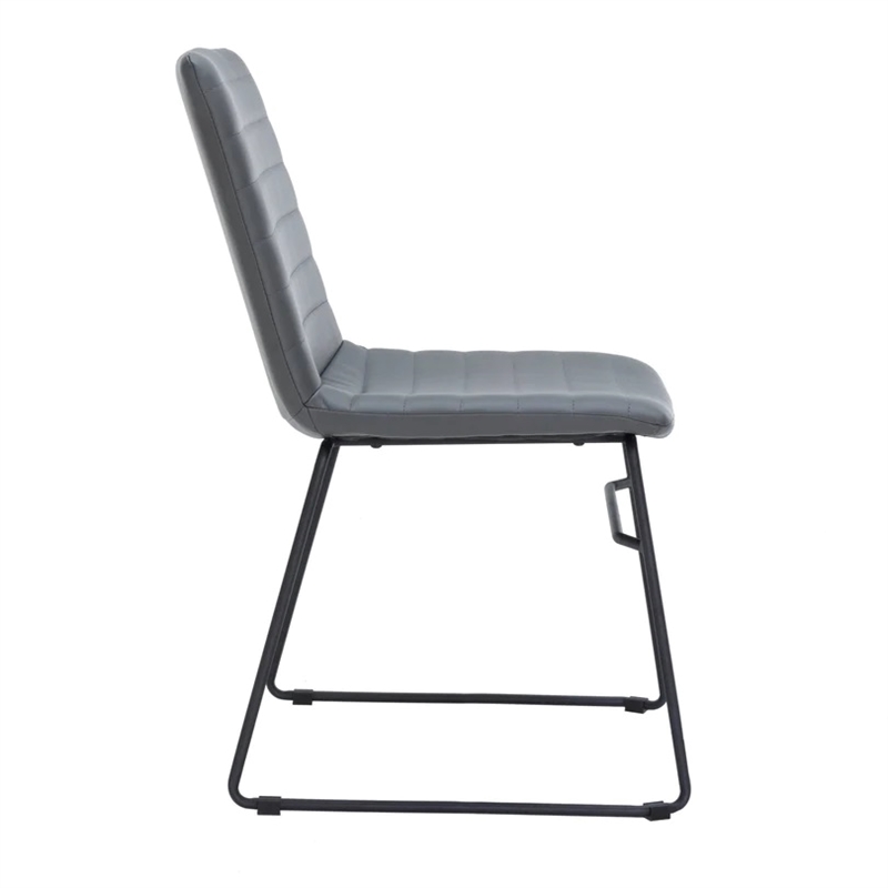 Office Chair in Leather/Polyester with Stainless Steel Base in Gray Leather