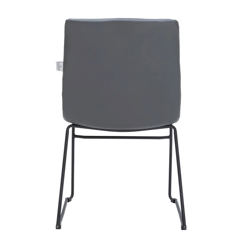 Office Chair in Leather/Polyester with Stainless Steel Base in Gray Leather