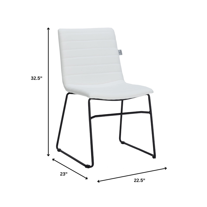 LeisureMod Office Chair in Leather/Polyester with Stainless Steel Base in White