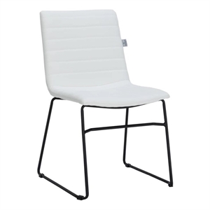 LeisureMod Office Chair in Leather/Polyester with Stainless Steel Base in White