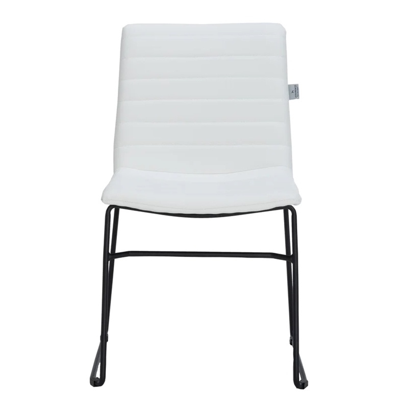 LeisureMod Office Chair in Leather/Polyester with Stainless Steel Base in White