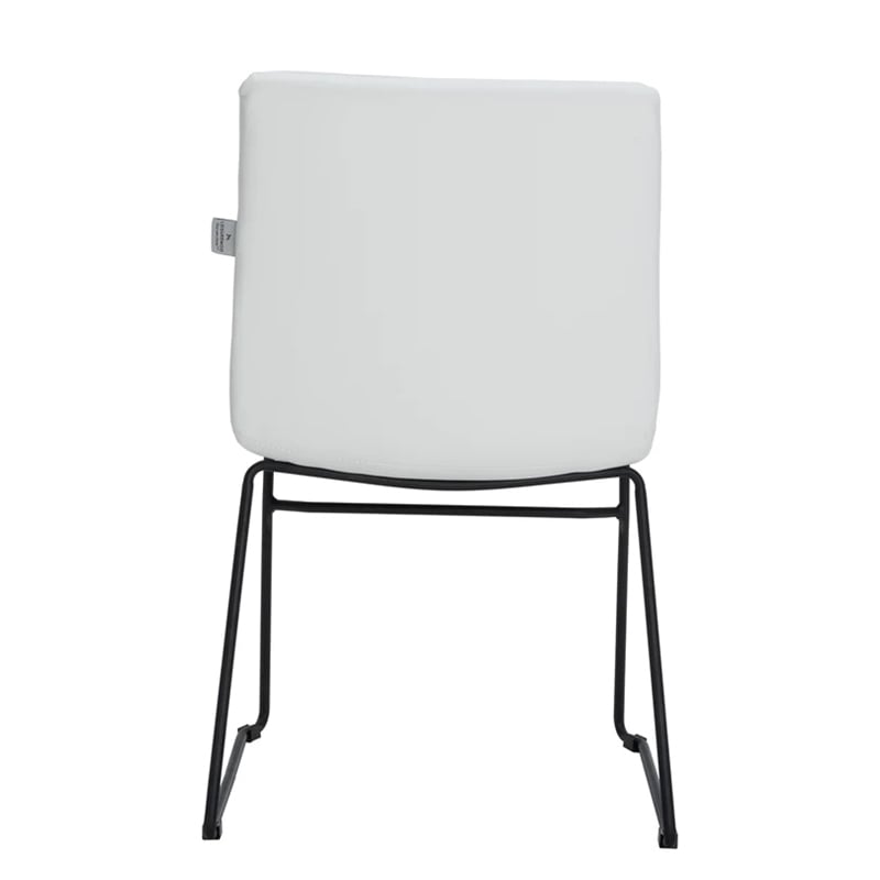 LeisureMod Office Chair in Leather/Polyester with Stainless Steel Base in White
