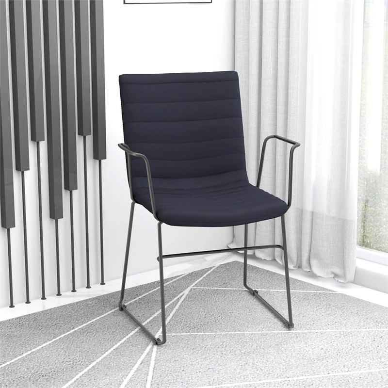 LeisureMod Office Chair in Leather/Polyester with Stainless Steel Base in Brown