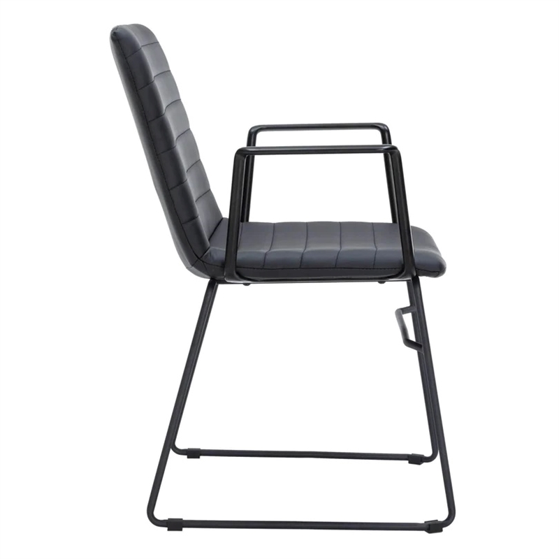 LeisureMod Office Chair in Leather/Polyester with Stainless Steel Base in Brown